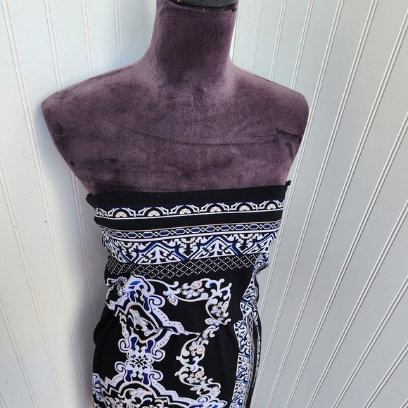 White House Black Market WHBM Blue Floral Print Strapless Dress XXS - Picture 3 of 14